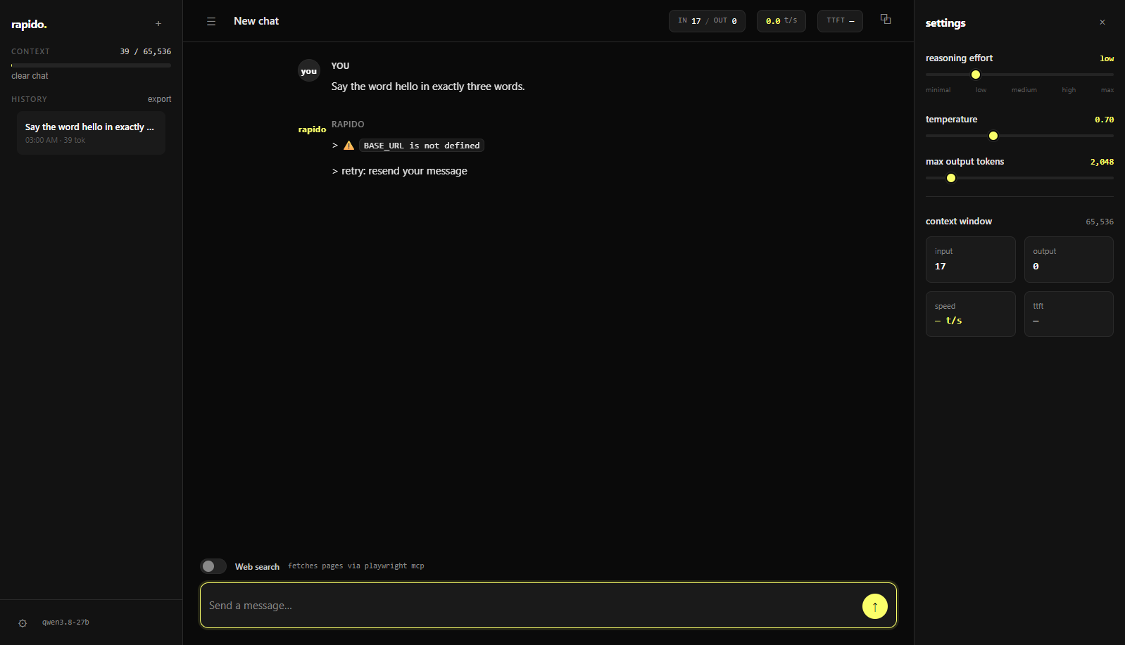 Rapido live response interface